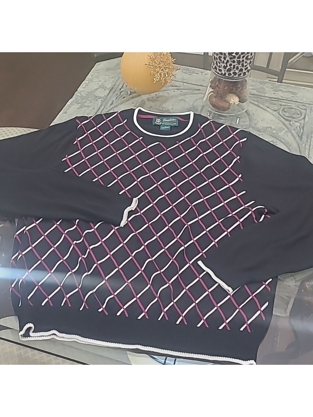 Brooks Brothers St. Andrews Links Golf Pullover Sweater Diamonds Black Men's Lo